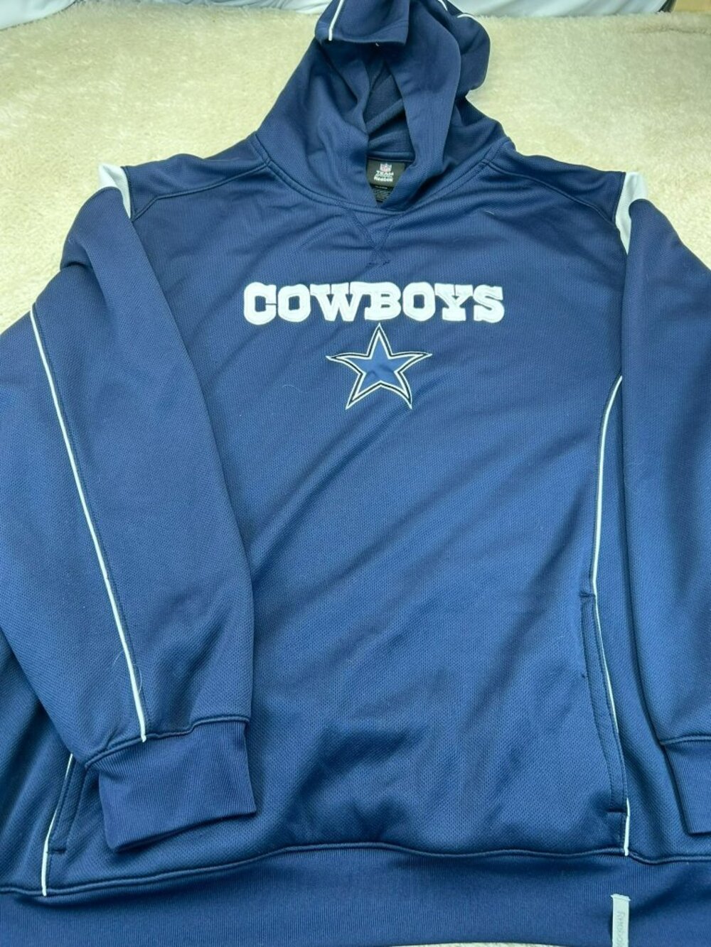 Reebok Cowboys Hoodie Mens XL Blue Polyester Loose Fit Pullover NFL
